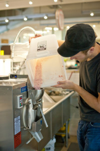 Pouring Strawberry for churning