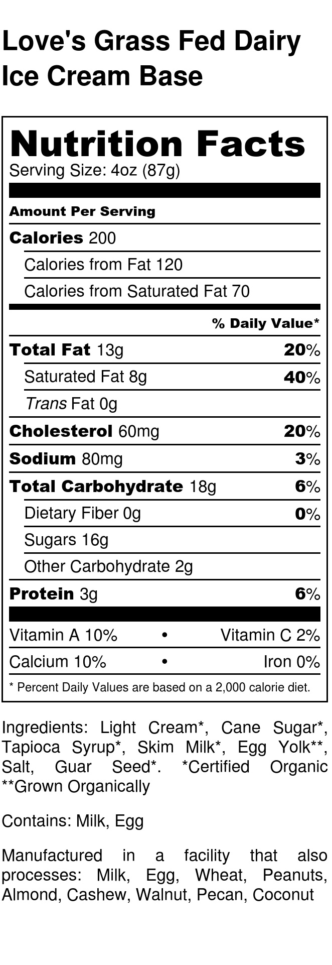 Nutrition Facts And Ingredients Love s Ice Cream